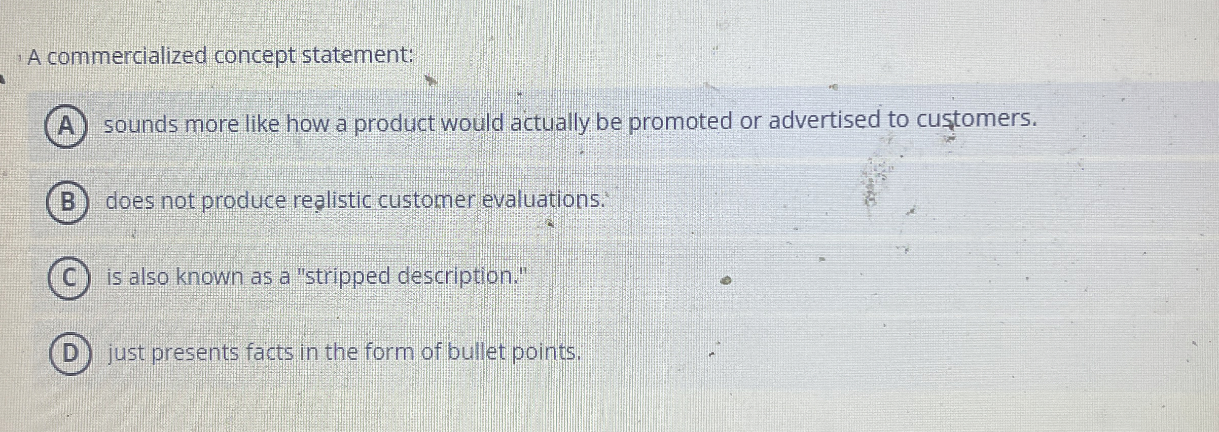  A commercialized concept statement: sounds more like how a product would