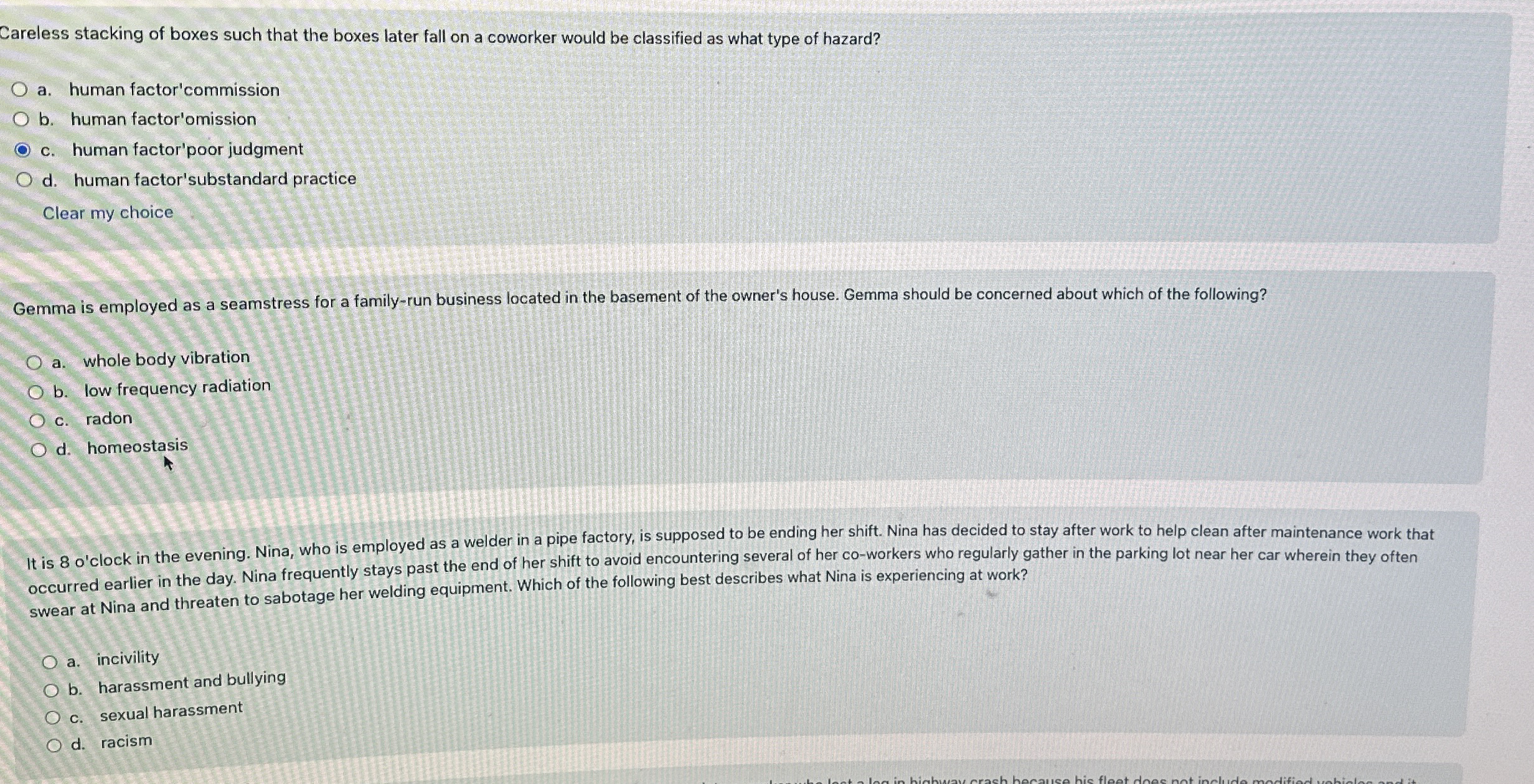  Careless stacking of boxes such that the boxes later fall on