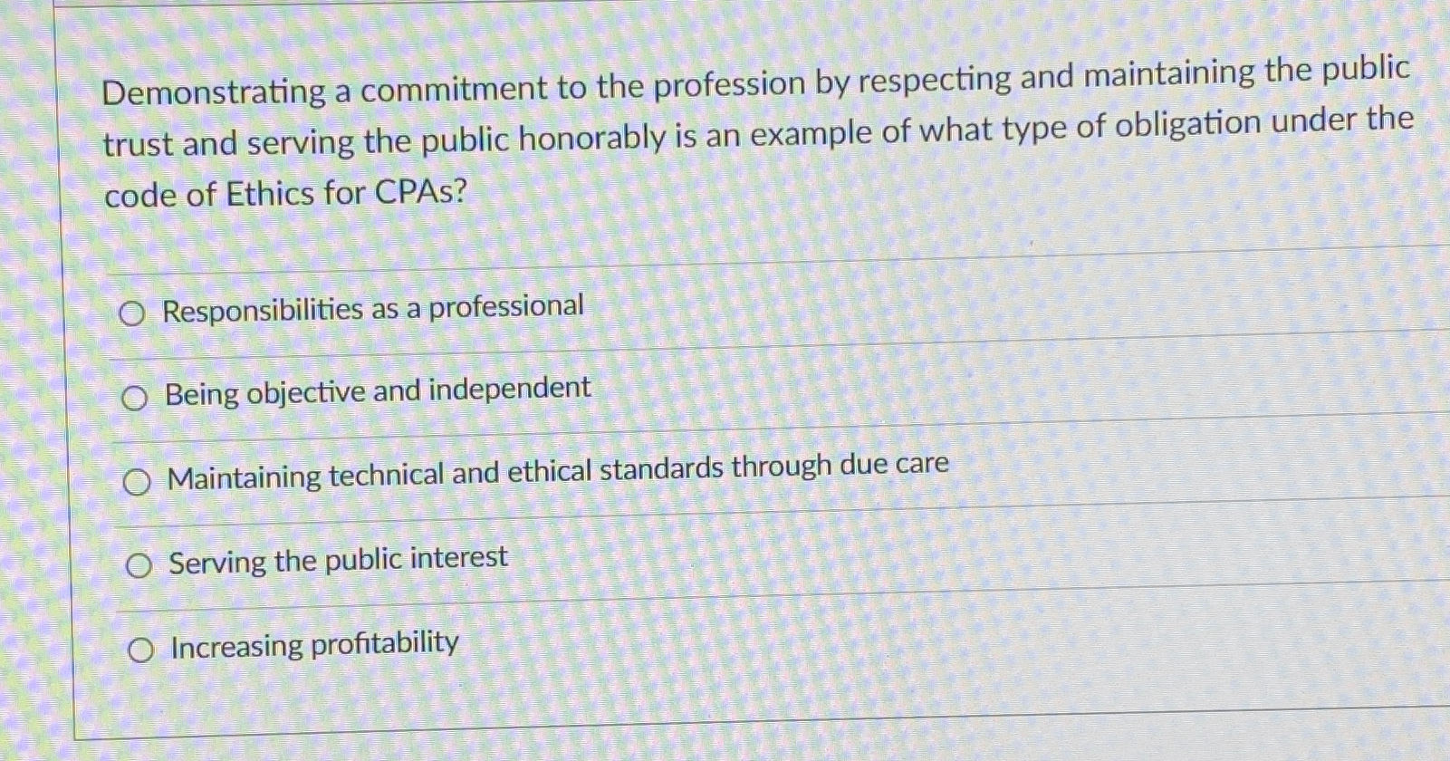  Demonstrating a commitment to the profession by respecting and maintaining the