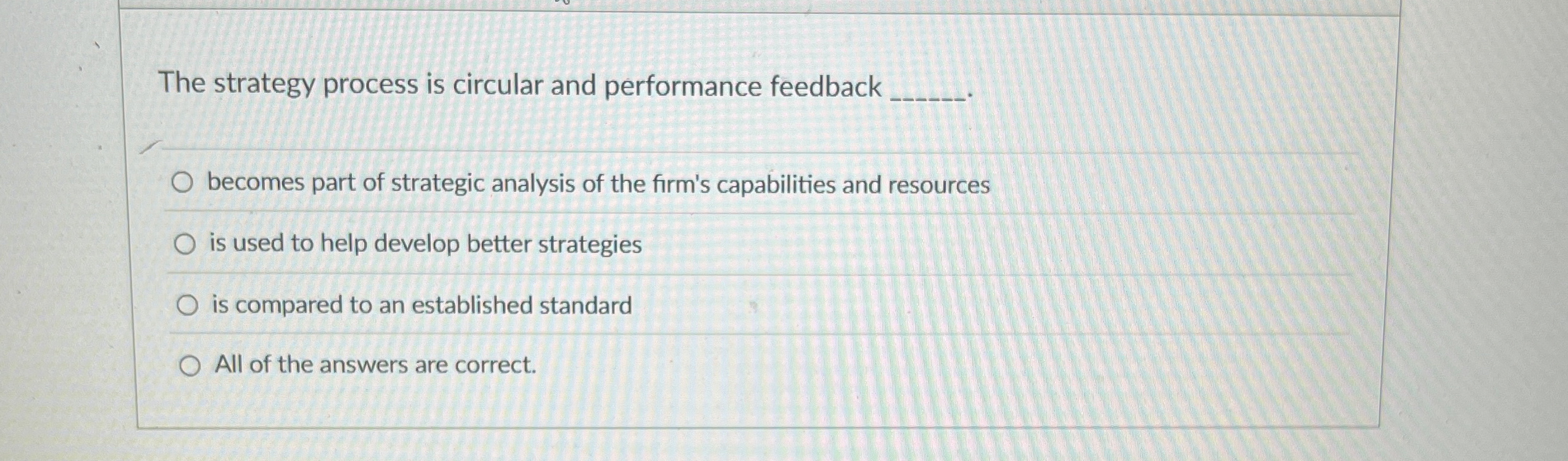  The strategy process is circular and performance feedback becomes part of
