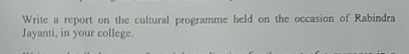  Write a report on the cultural programme held on the occasion