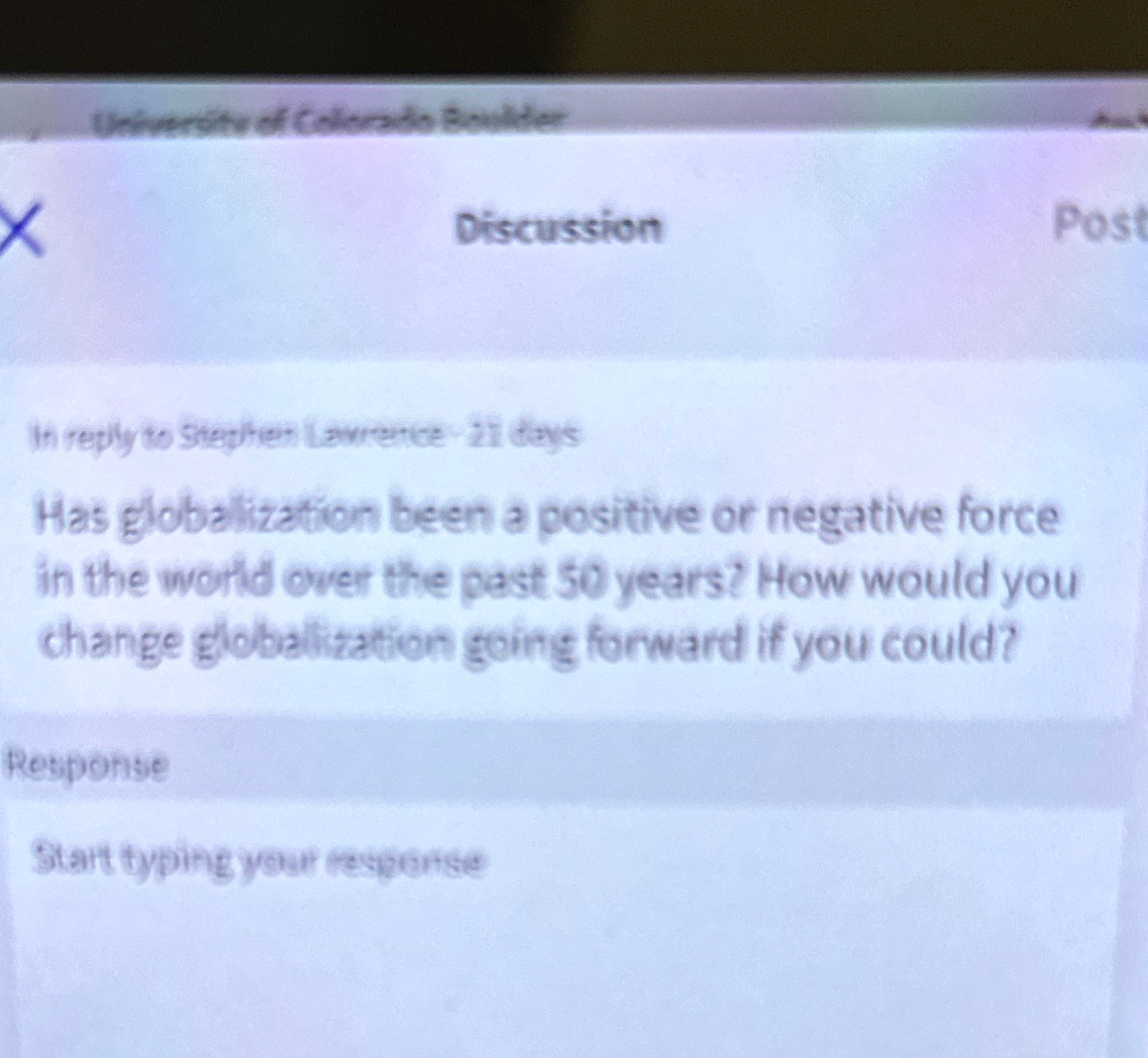  Discussion Post In reply to Stephen lawrence 21 days Has plobalisation