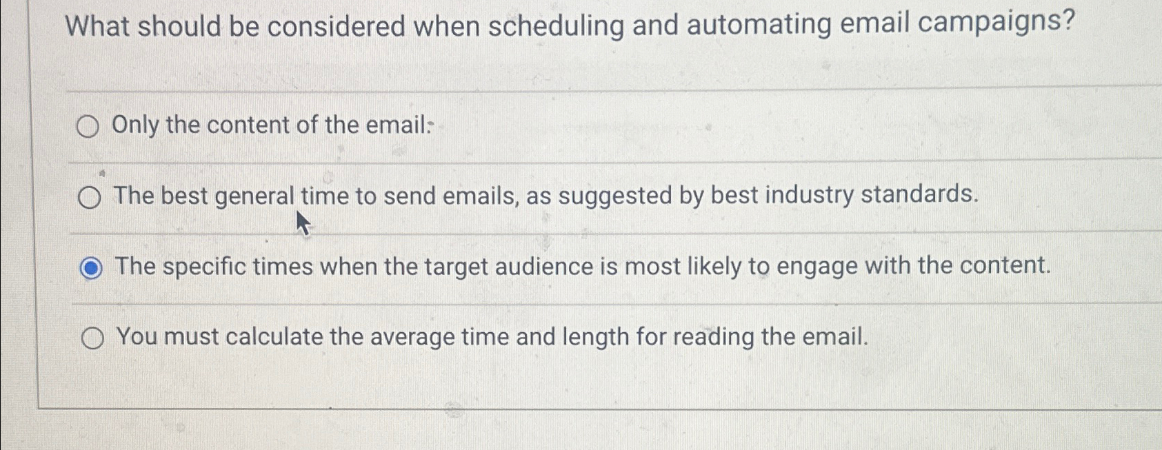  What should be considered when scheduling and automating email campaigns? q,