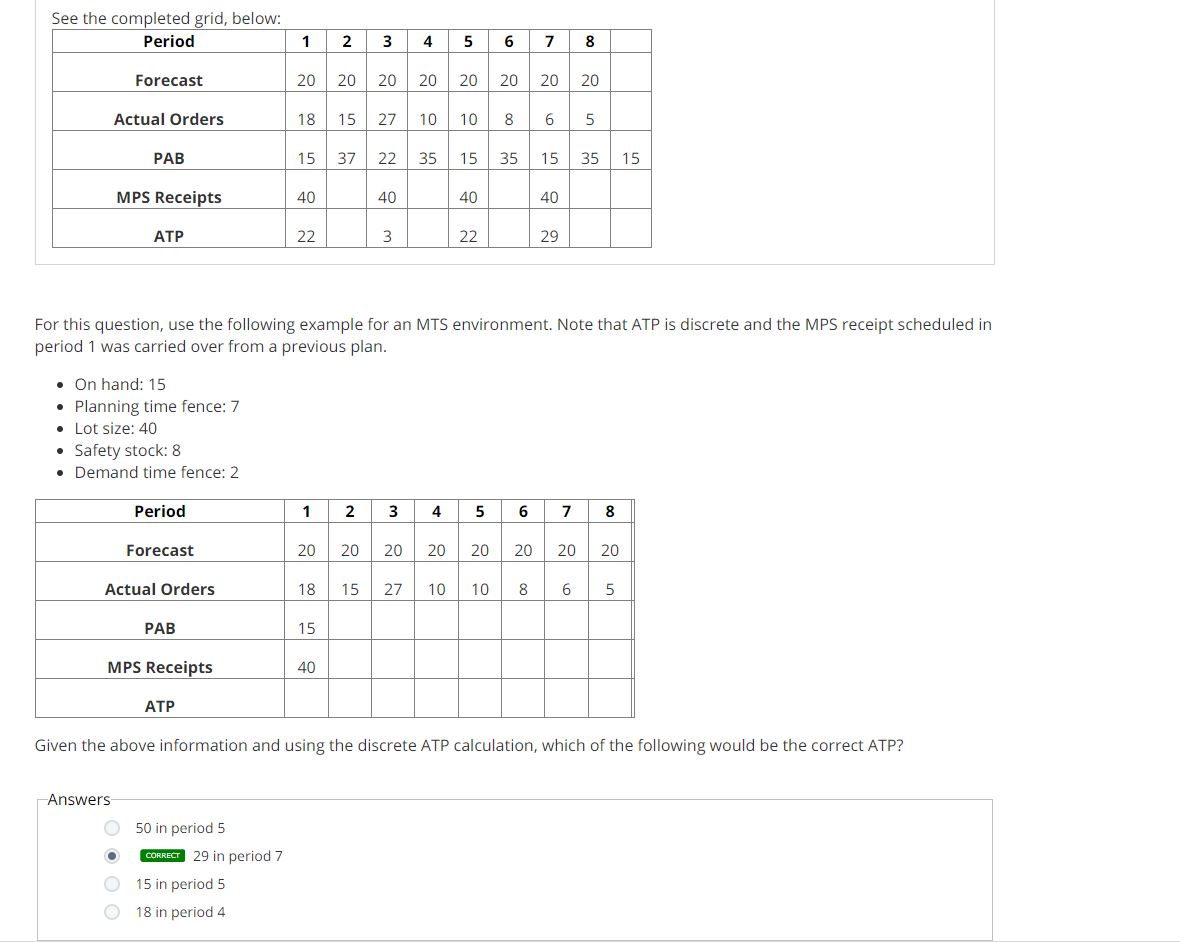  See the completed grid, below: For this question, use the following