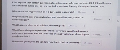  Allen explains that certain questioning techniques can help your protgs think