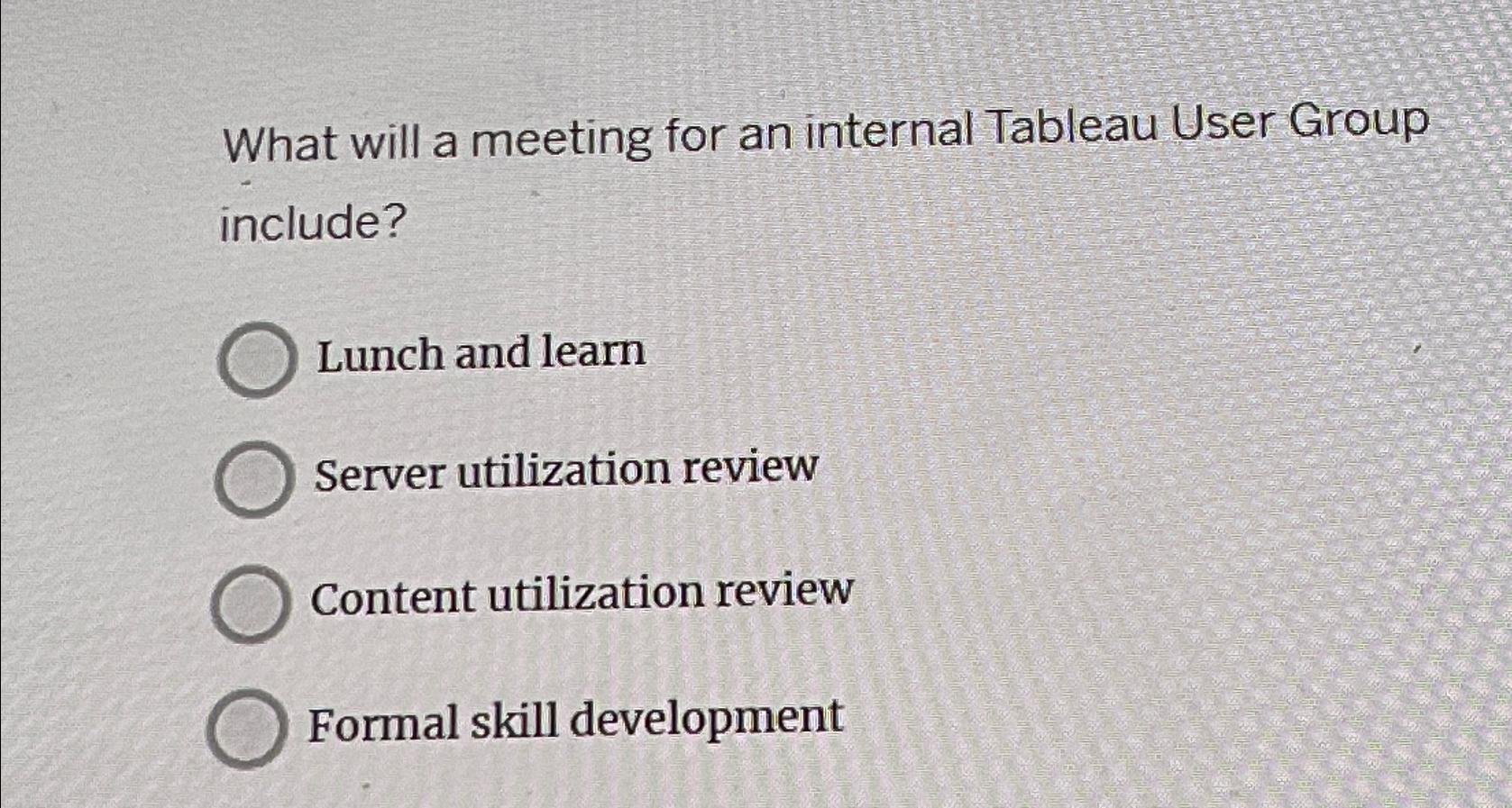  What will a meeting for an internal Tableau User Group include?