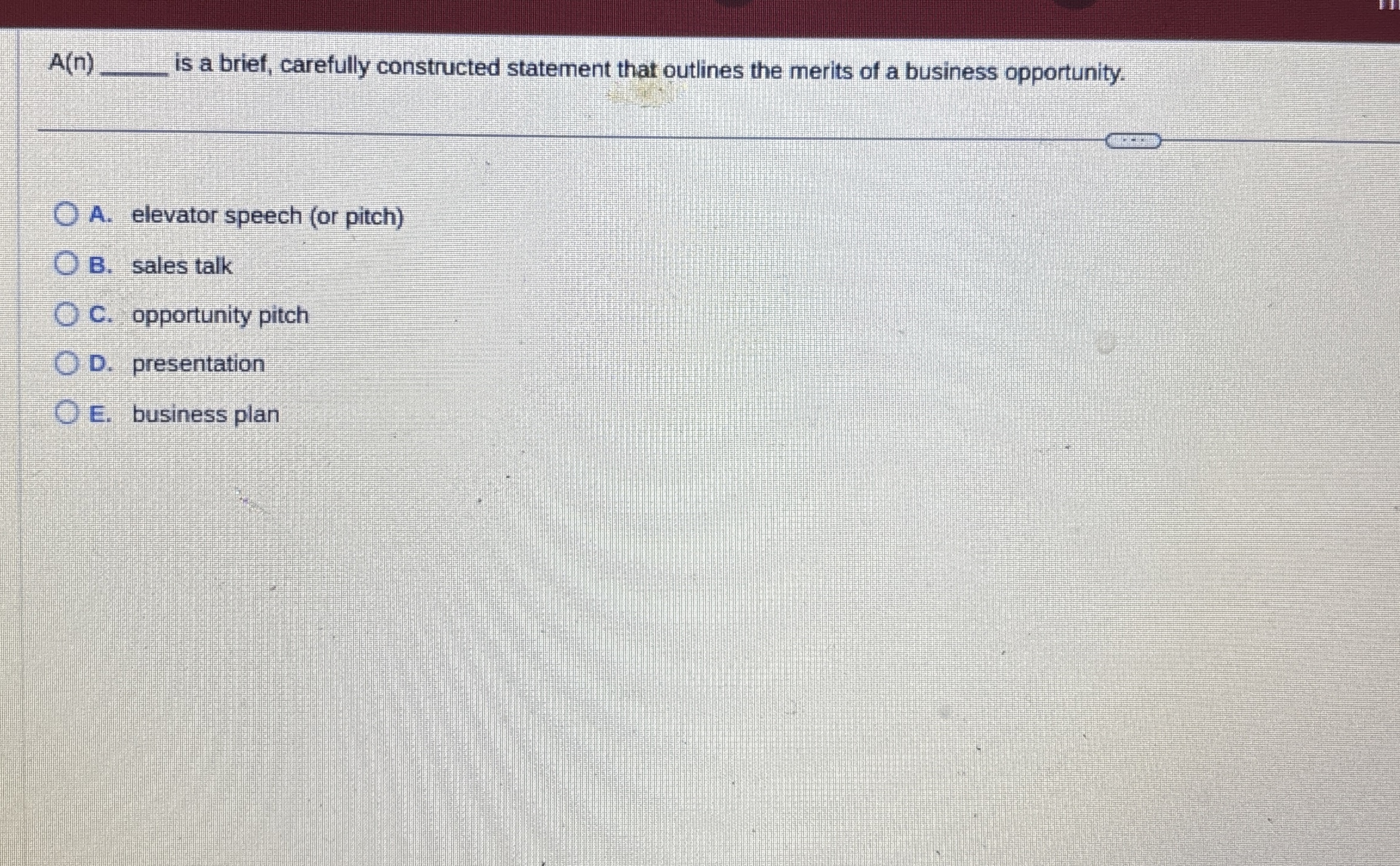  A(n)q, is a brief, carefully constructed statement that outlines the merits