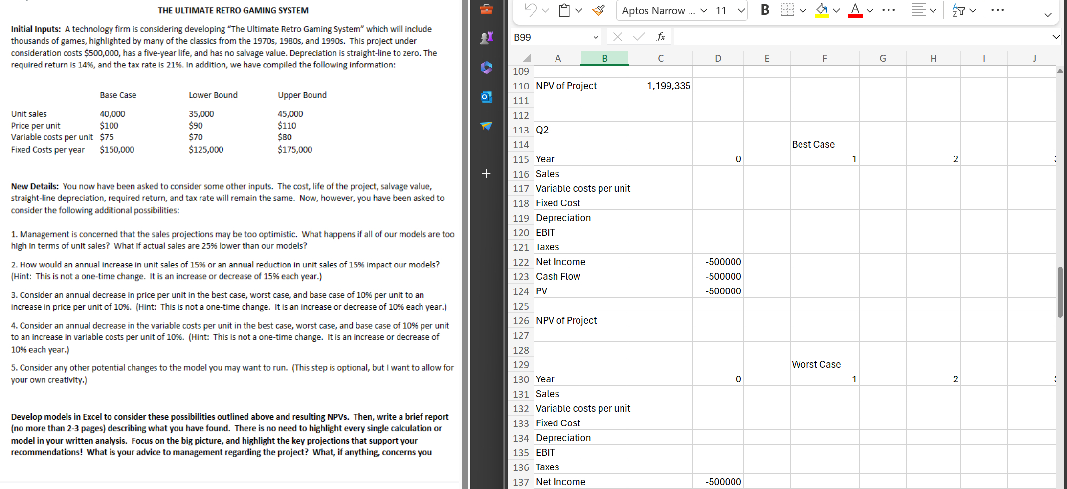  2-4 ONLY, FOLLOW EXCEL TEMPLATE FOR BASE,WORST,BEST CASE 