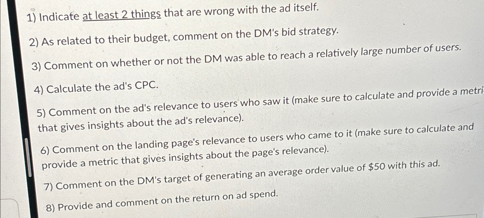  Indicate at least 2 things that are wrong with the ad