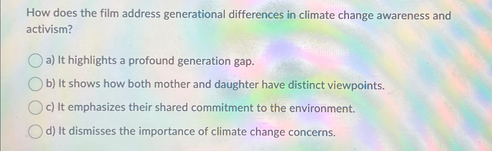  How does the film address generational differences in climate change awareness