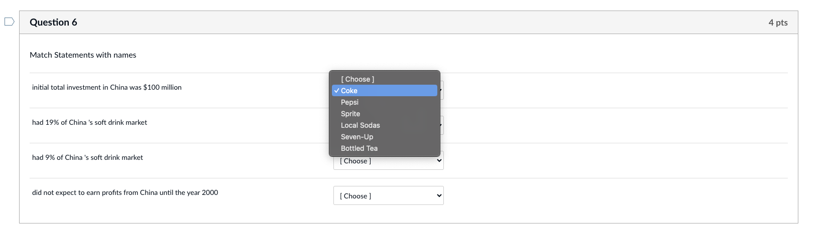 Question 6 Match Statements with names 