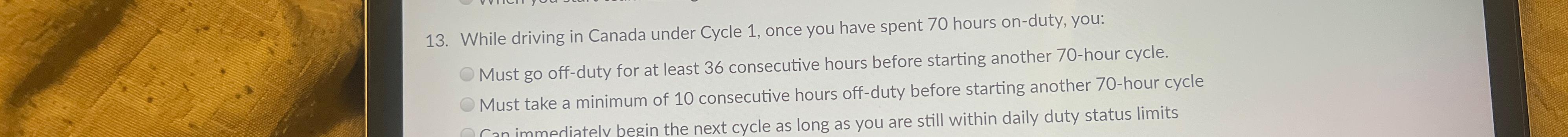  While driving in Canada under Cycle 1, once you have spent