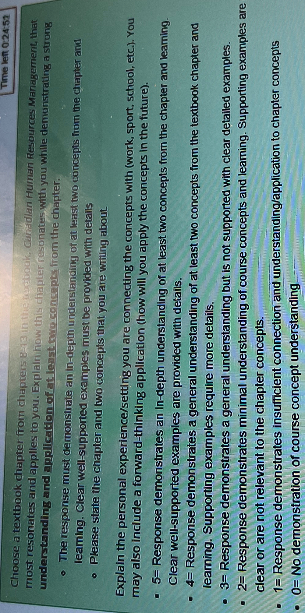  Time left 0:24:52 Choose a textbook chapter from chapters &-13 in
