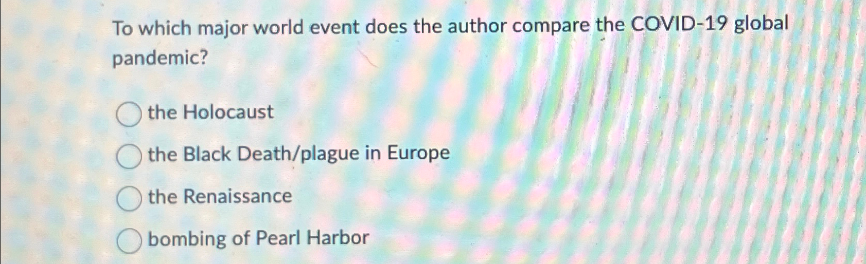  To which major world event does the author compare the COVID-19