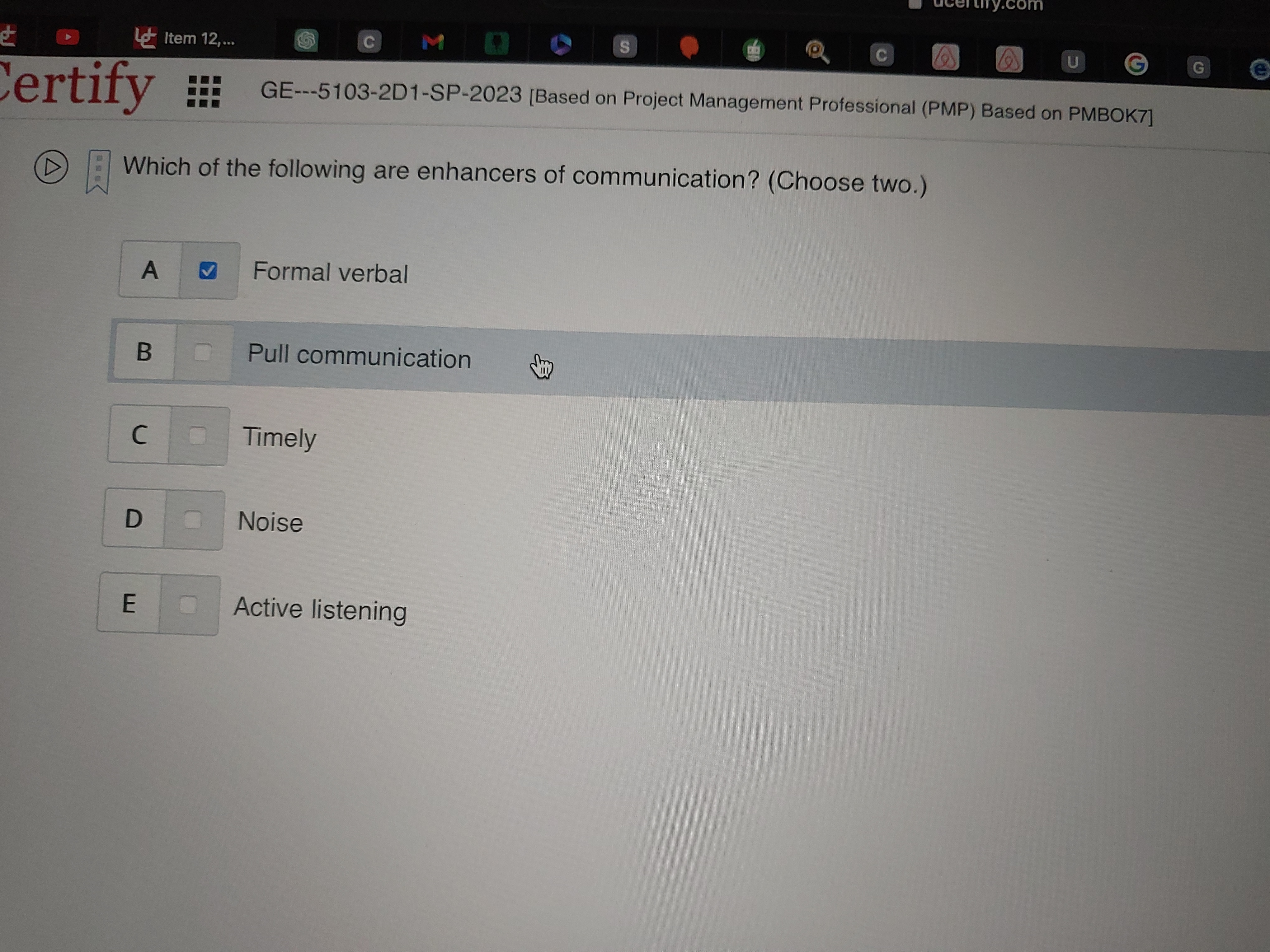  eltify : :IE--5103-2D1-SP-2023[Based on Project Management Professional (PMP) Based on PMBOK7]