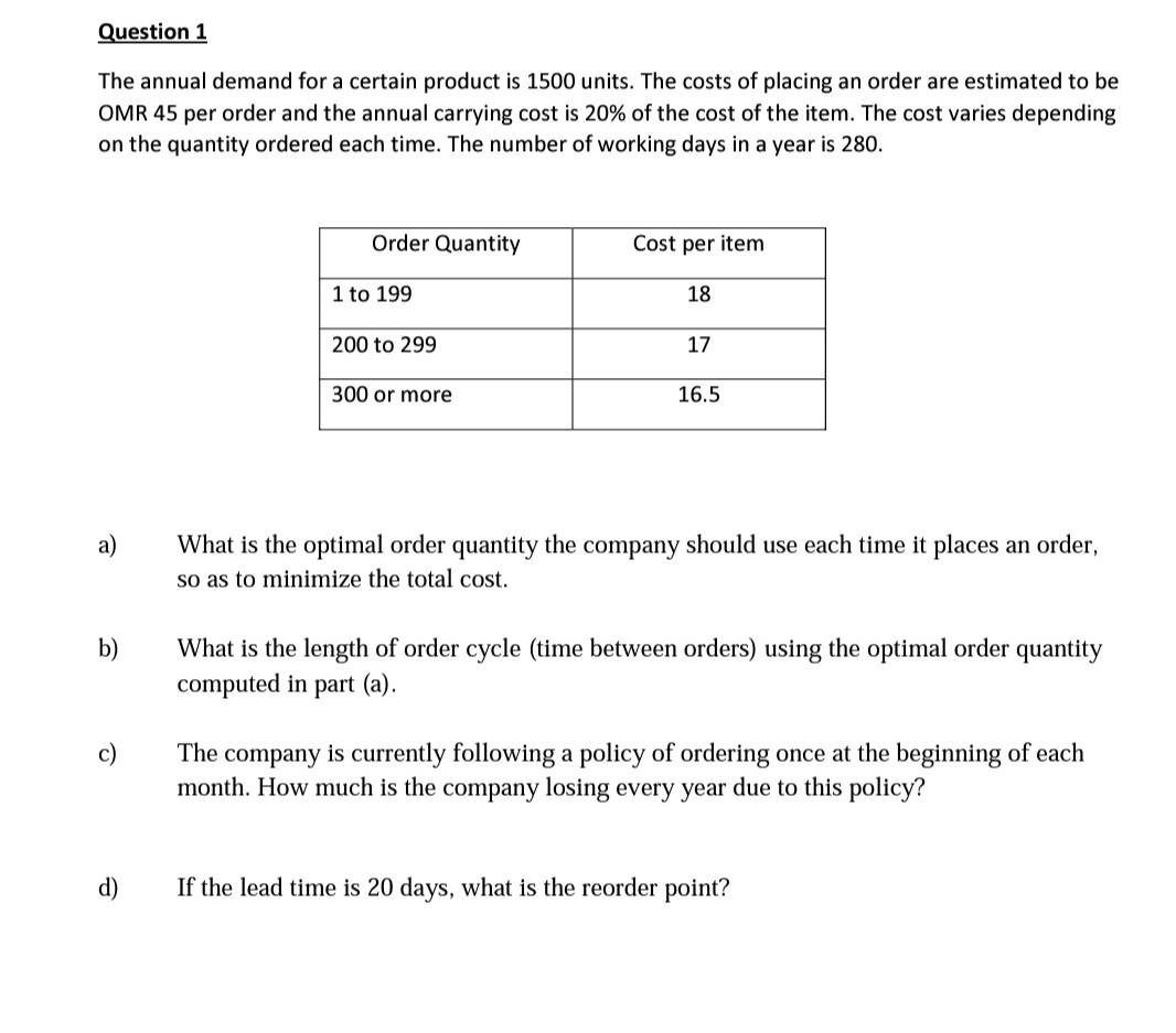 solve this problem with steps and explanation, please The annual demand