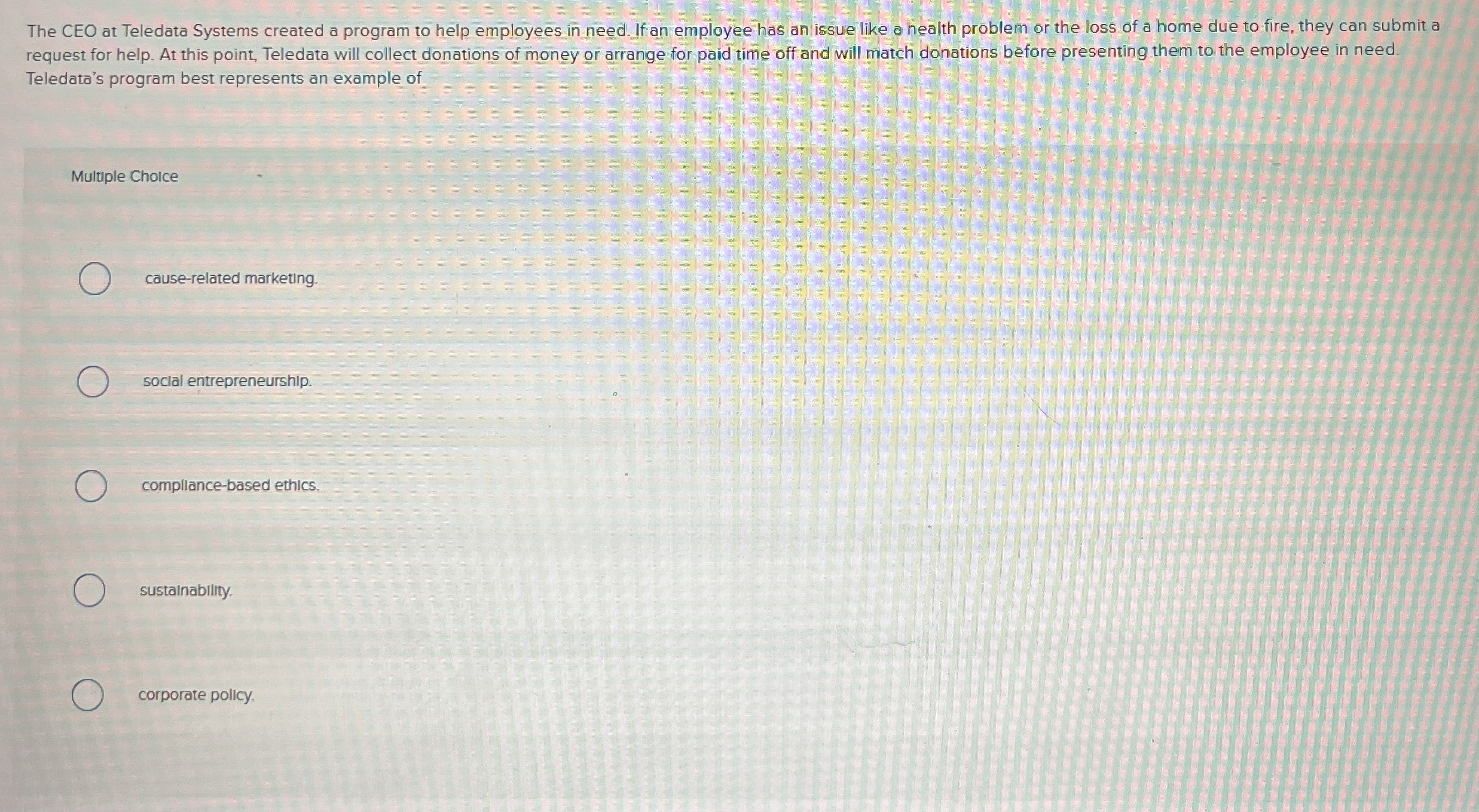  The CEO at Teledata Systems created a program to help employees