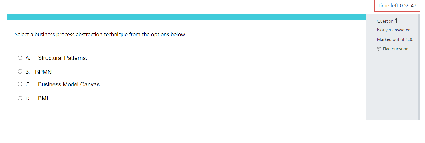  Select a business process abstraction technique from the options below. Question