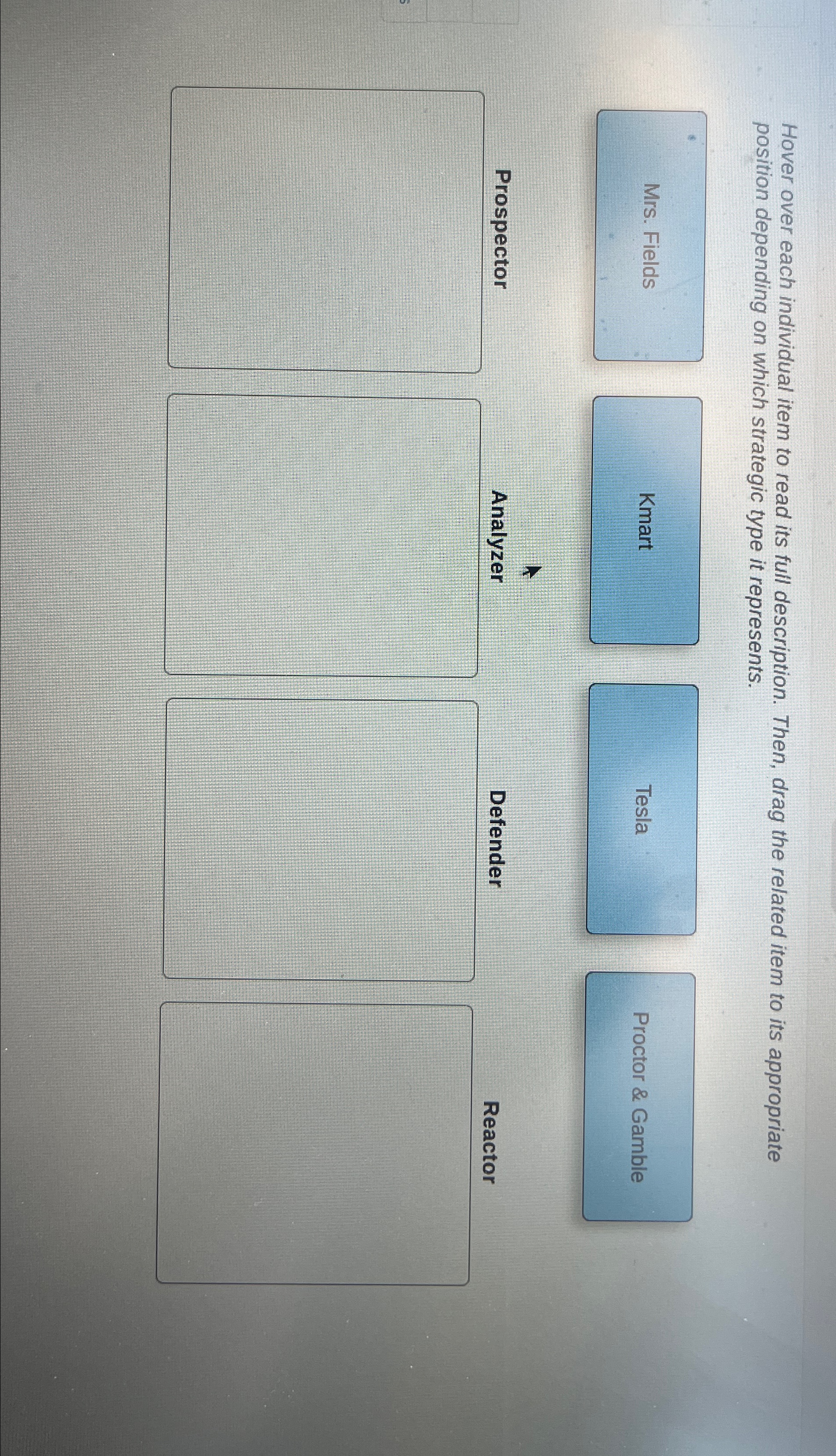  Hover over each individual item to read its full description. Then,