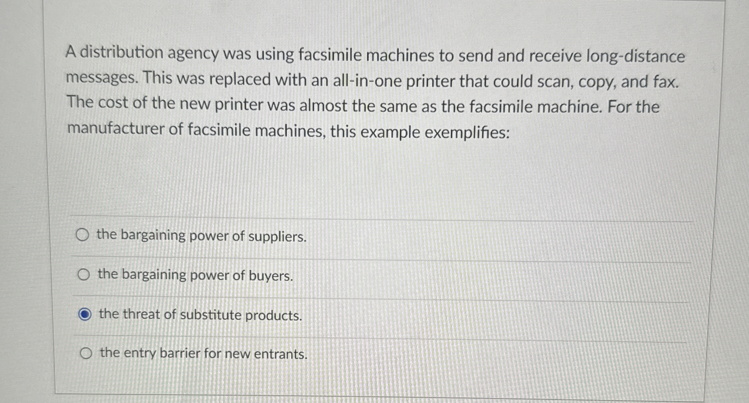  A distribution agency was using facsimile machines to send and receive