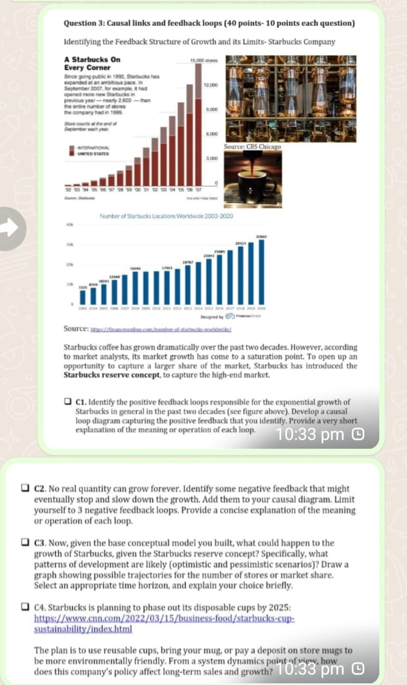  Question 3: Causal links and feedback loops (40 points-10 points each