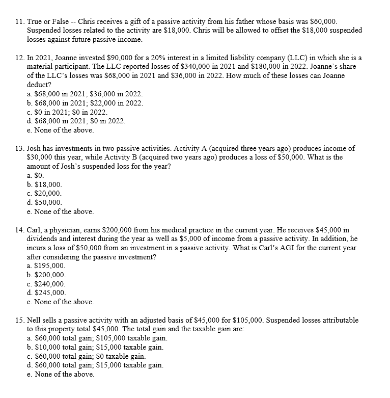 owns an interest in a business that is not a passive activity