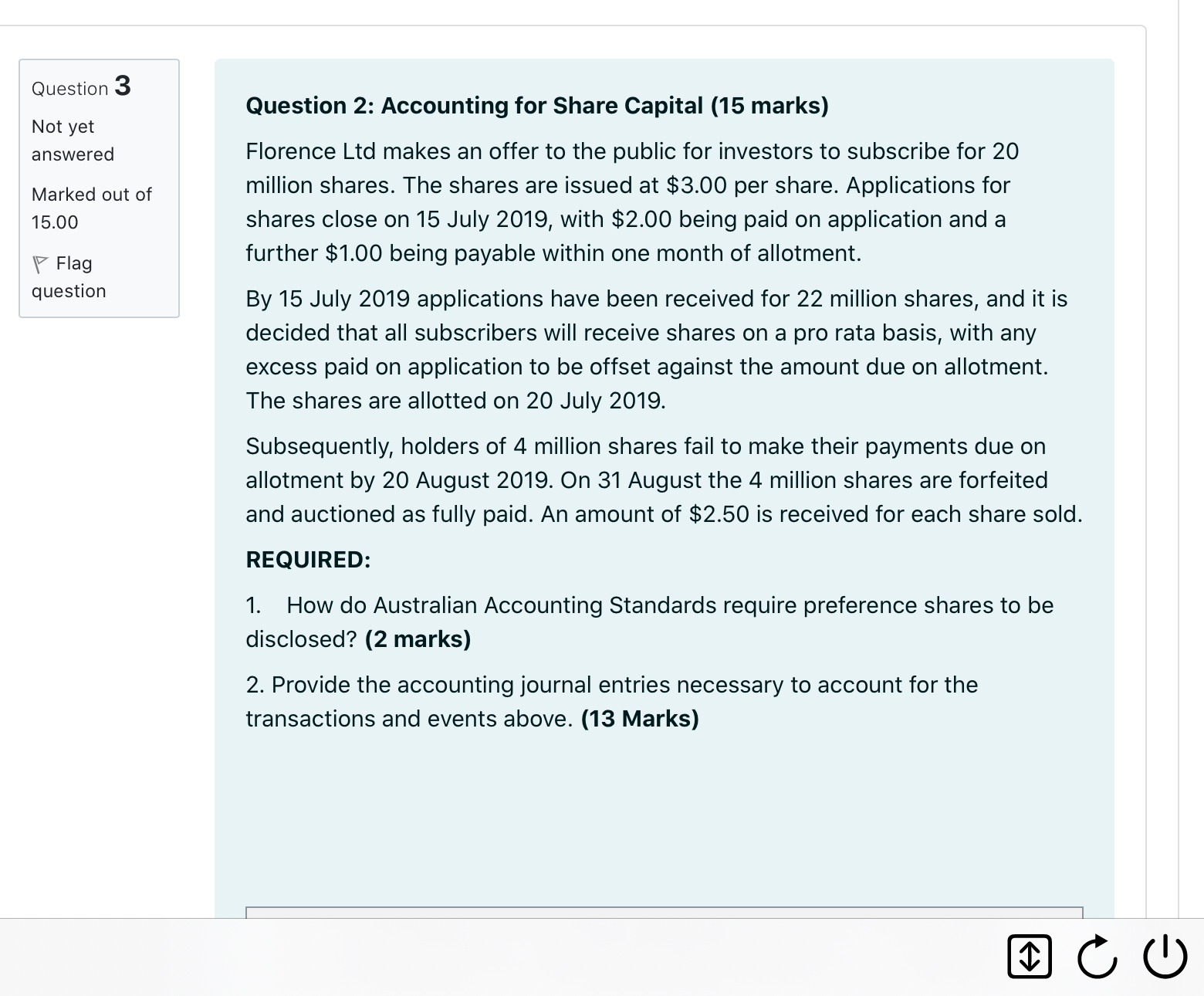 question 2 Question 3 , ' _ Question 2: Accounting for Share