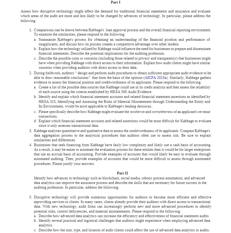  Part I Assess how disruptive technology might affect the demand for