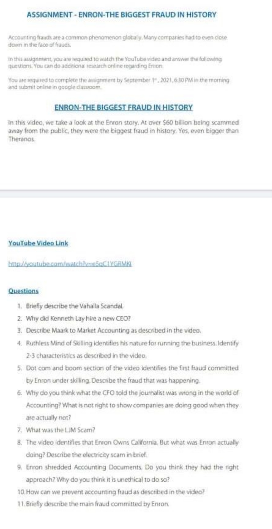 I provide every reference in the picture ASSIGNMENT - ENRON-THE BIGGEST FRAUD