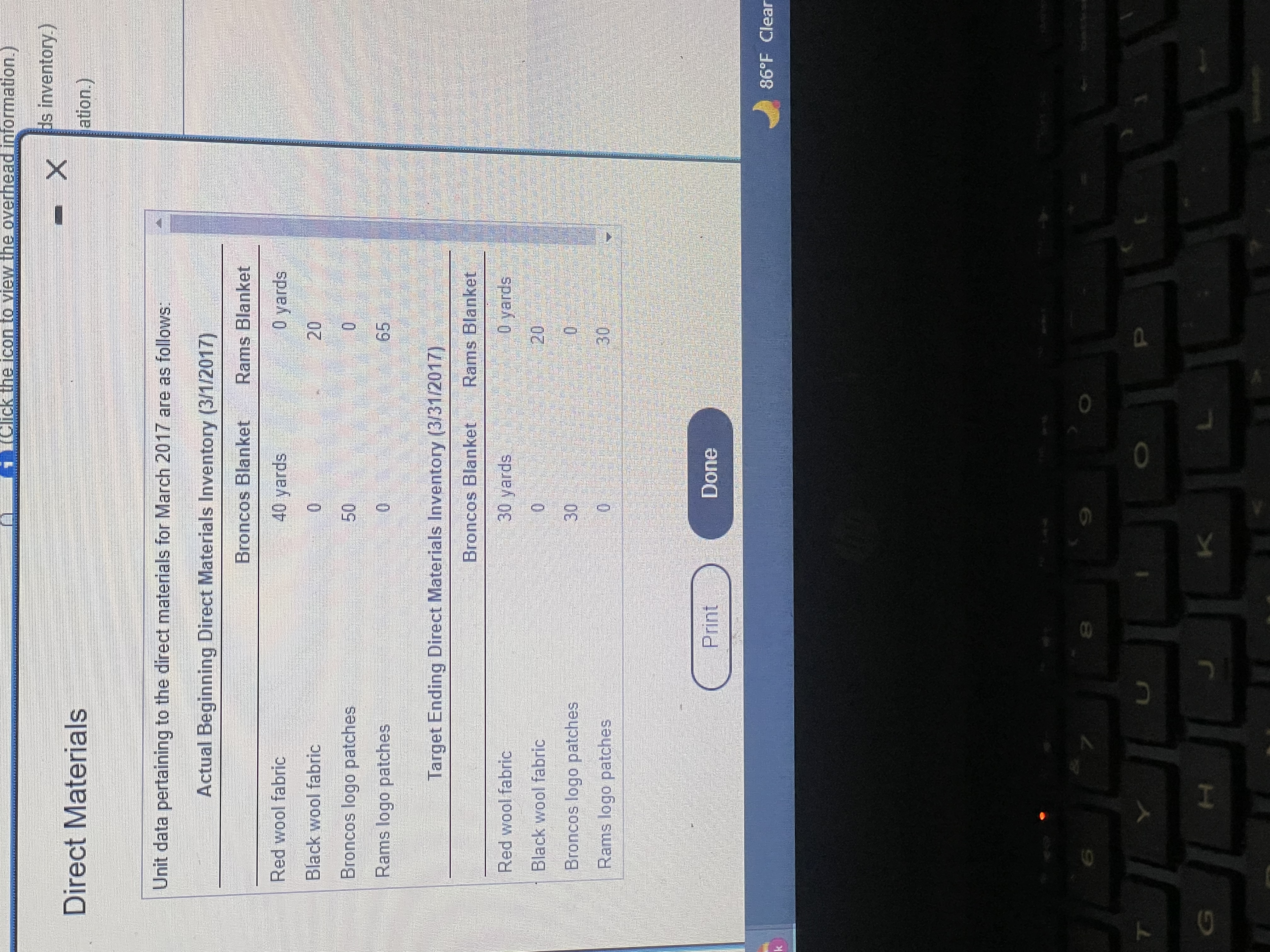 the icon to view the direct-cost inputs.) Read the requirements is the