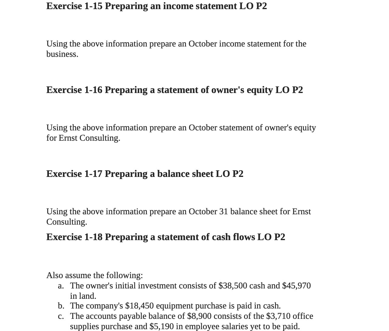 Exercise 1-15 Preparing an income statement L0 P2 Using the above