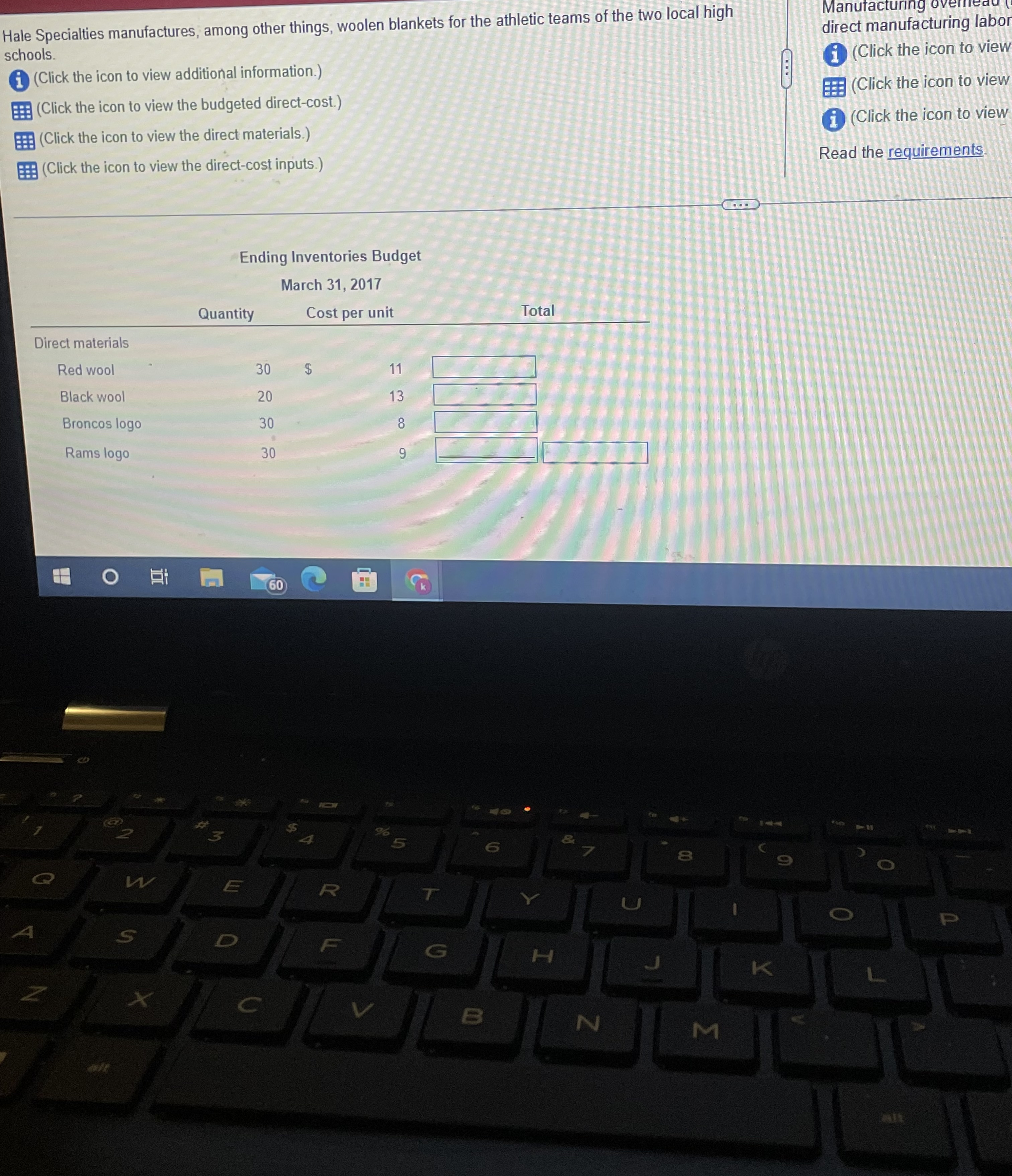 the athletic teams of the two local high Manufacturing overhead (both variable