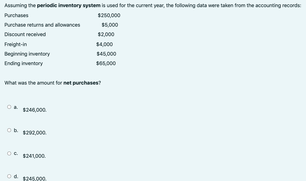 Can someone please help with this accounting question ASAP? Assuming the periodic