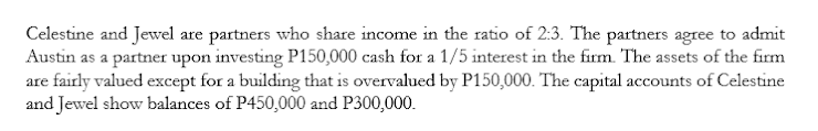 share income in the ratio of 2:3. The partners agree to admit