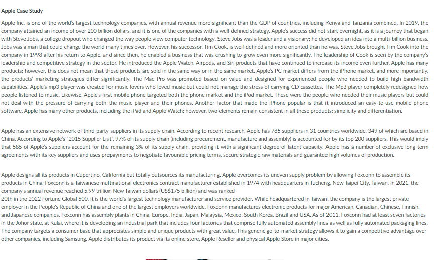 1. What could be the reason why Foxconn has its plant