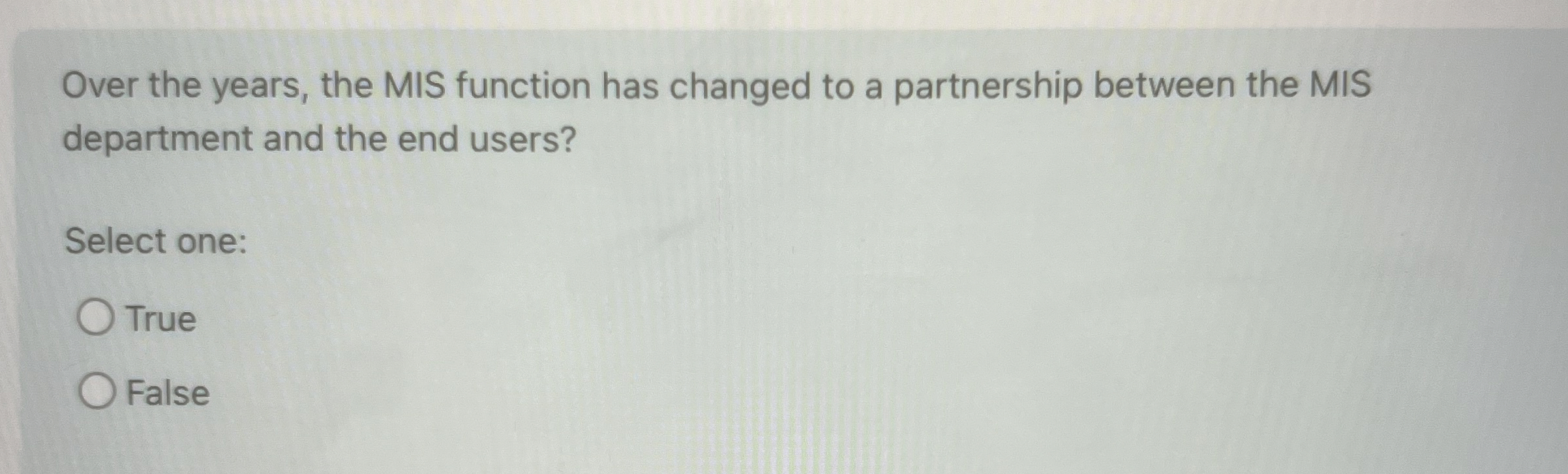  Over the years, the MIS function has changed to a partnership