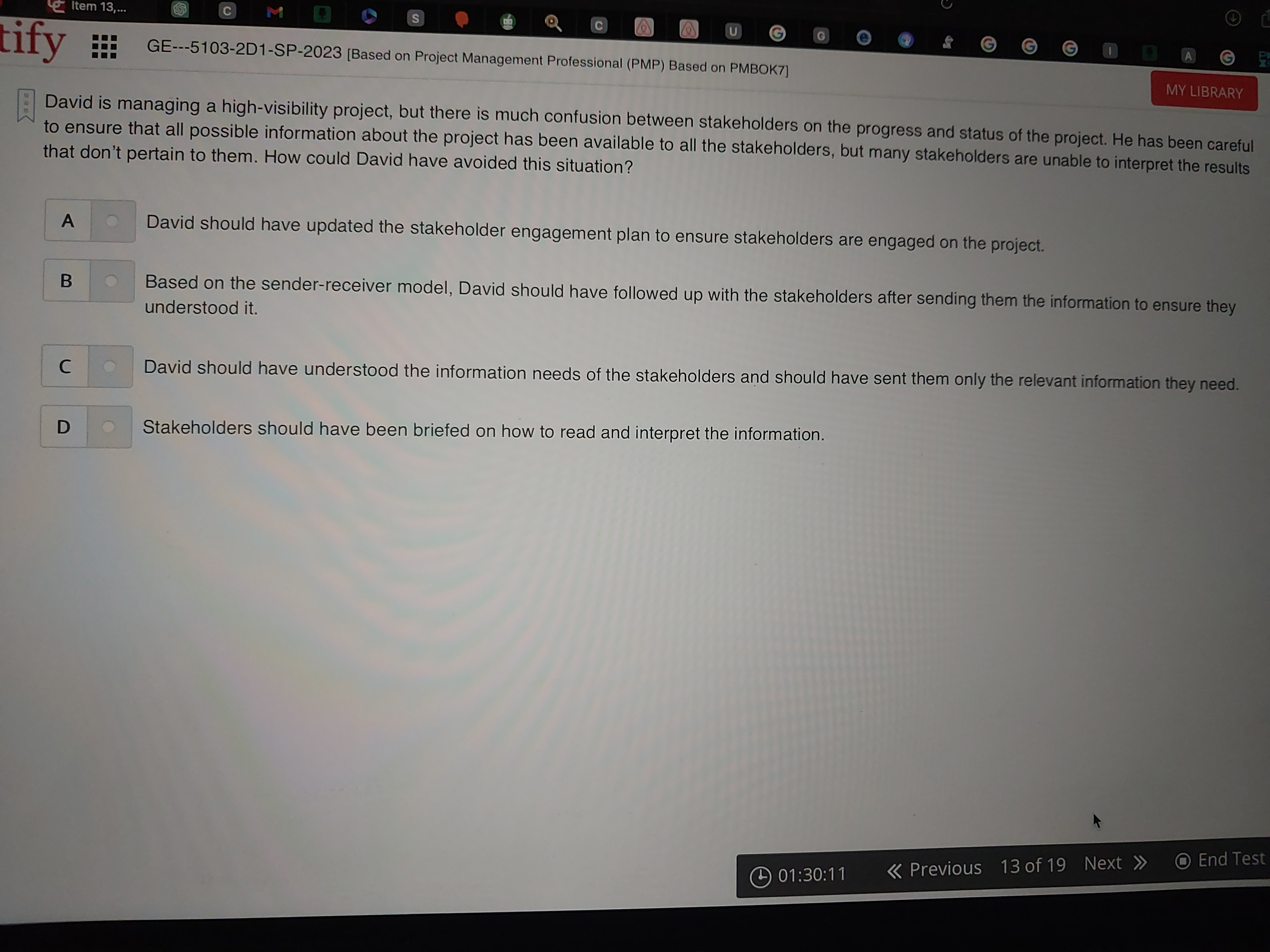  David is managing a high-visibility project, but there is much confusion