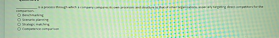  comparison. Is a process through which a company compares its own