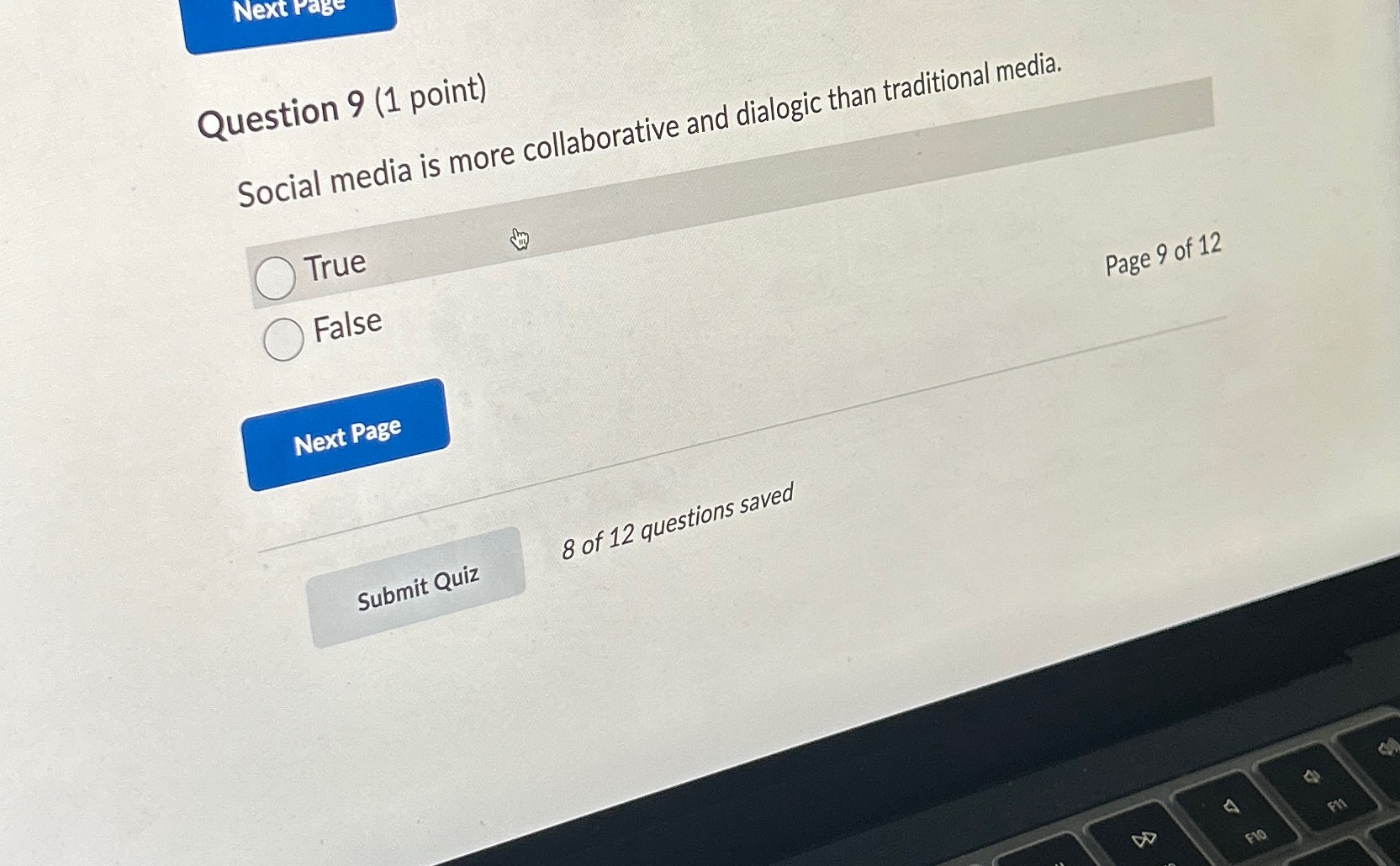  Question 9(1 point) Social media is more collaborative and dialogic than