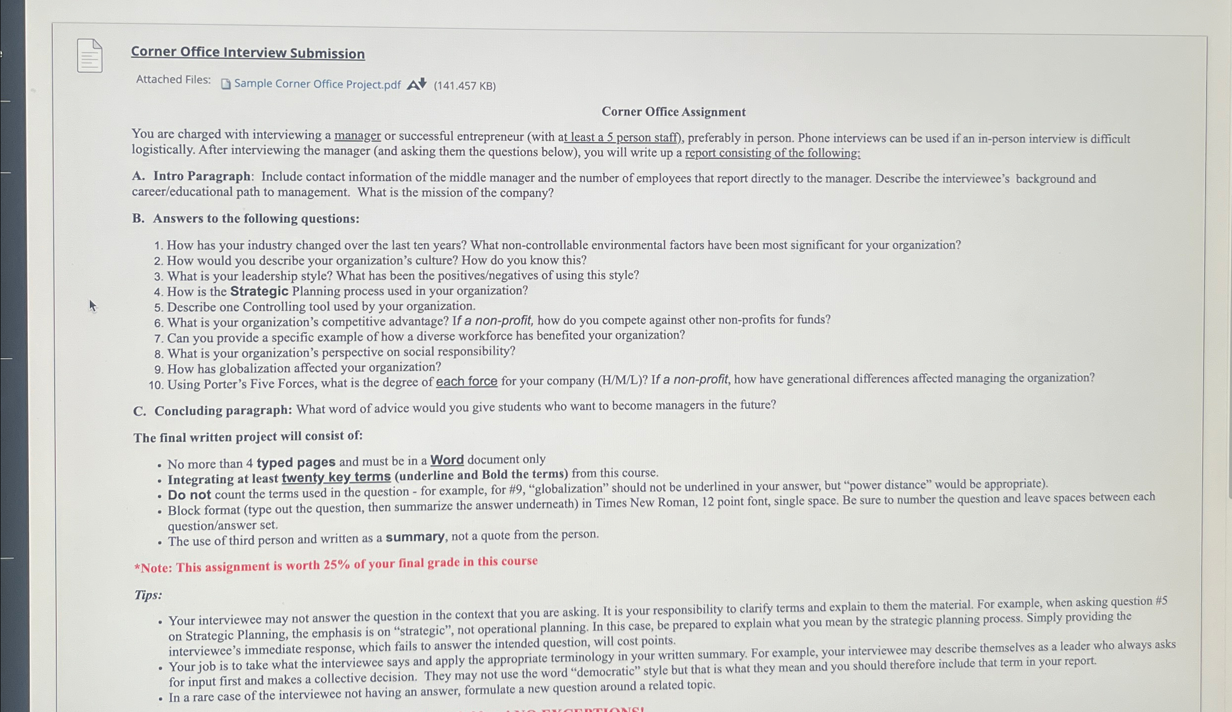  Corner Office Interview Submission Attached Files: Sample Corner Office Project.pdf (141.457