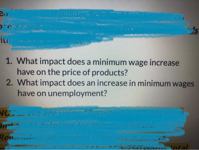 Original answer ideas only plz. Thx. 1. What impact does a minimum