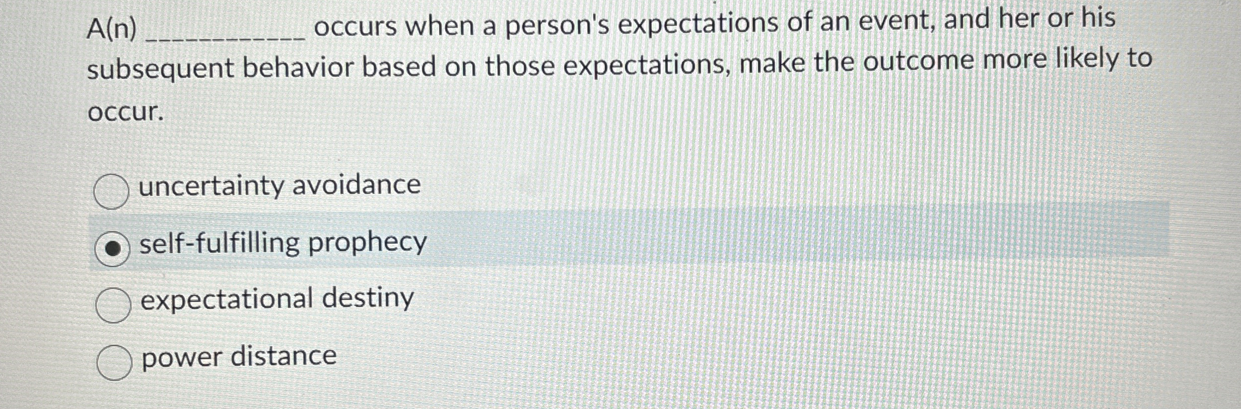  A(n) occurs when a person's expectations of an event, and her