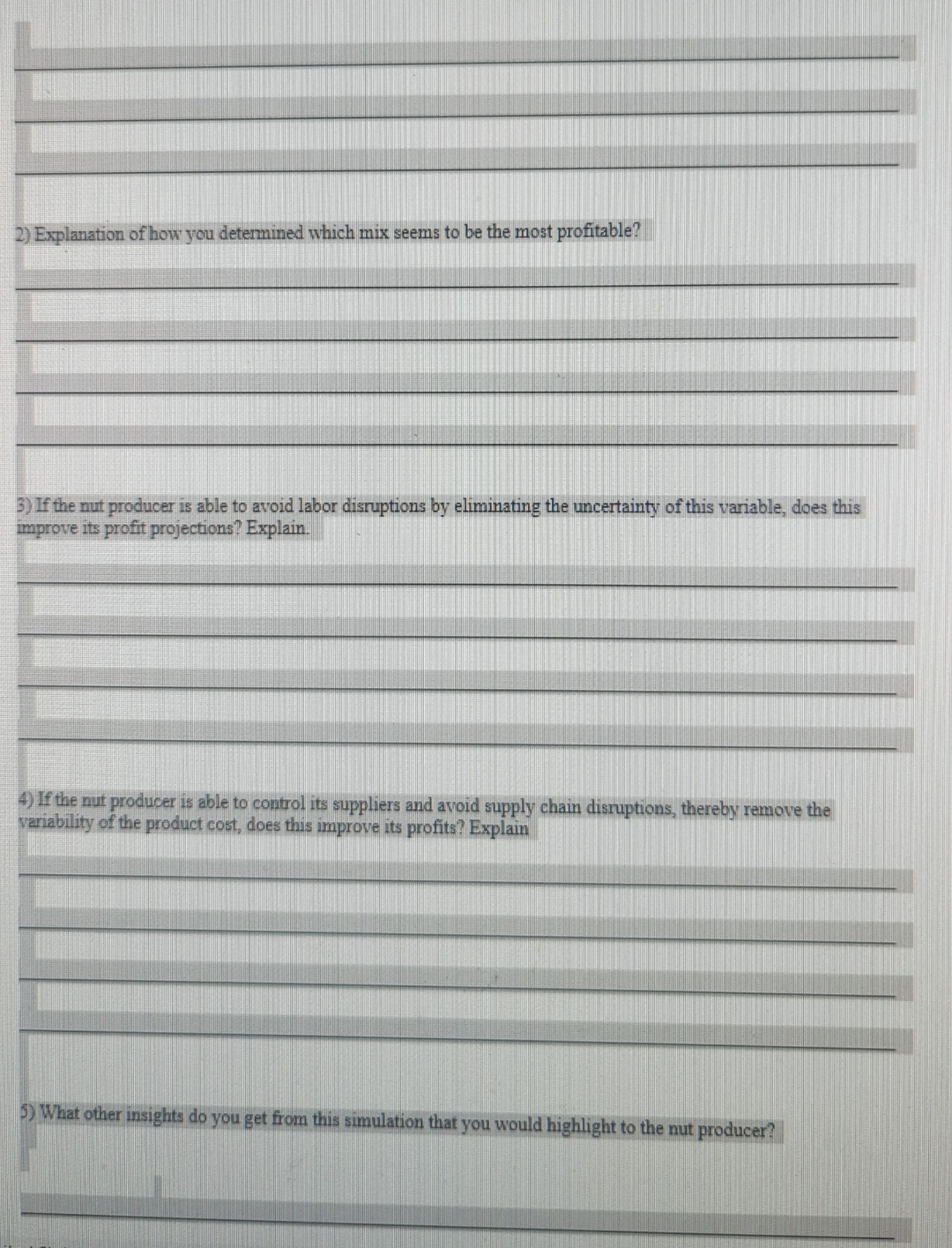  Student Group Names Group Assignment 2- Simulation Case Problem: Nuts Galore