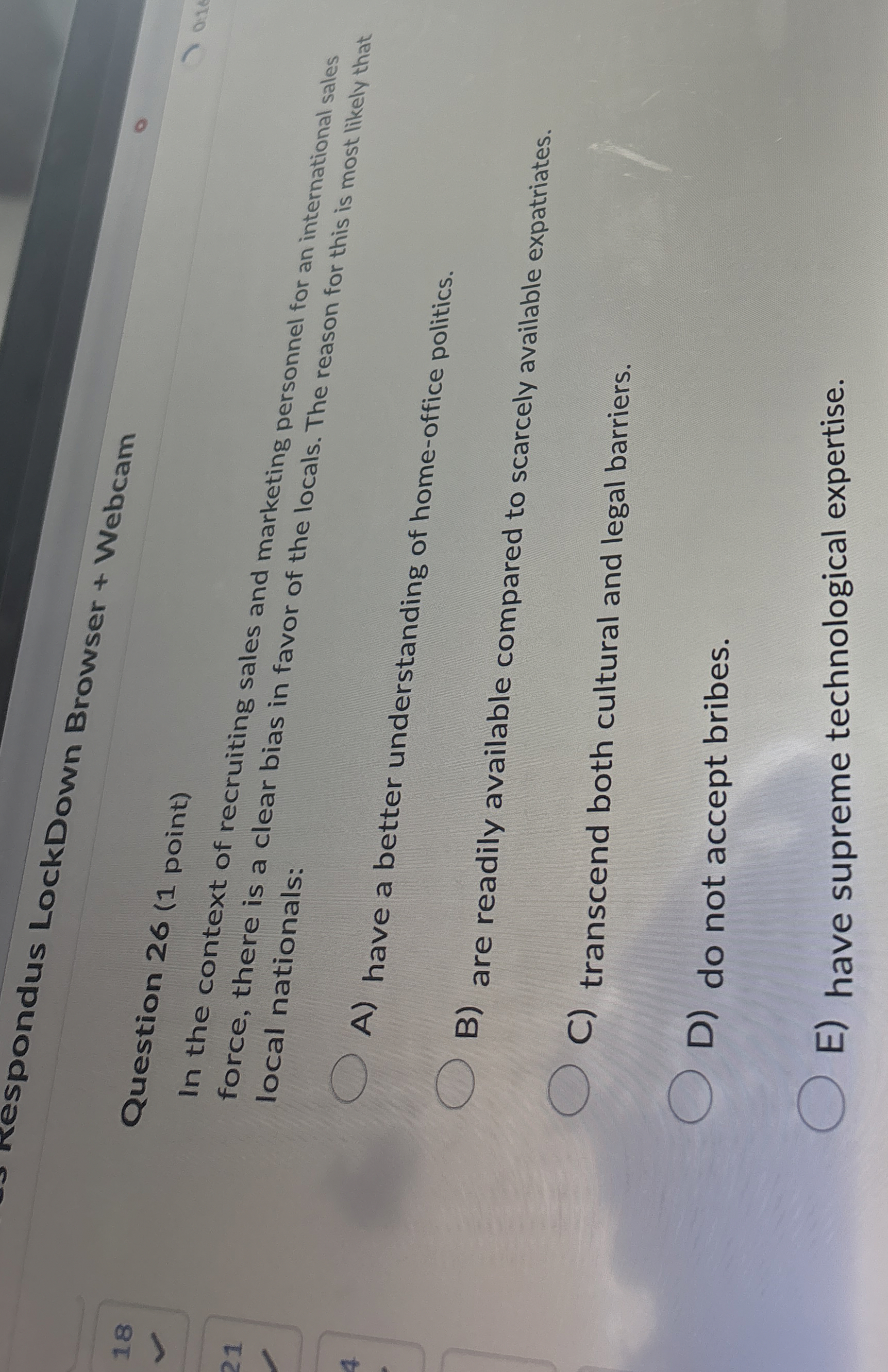  Question 26(1 point) In the context of recruiting sales and marketing