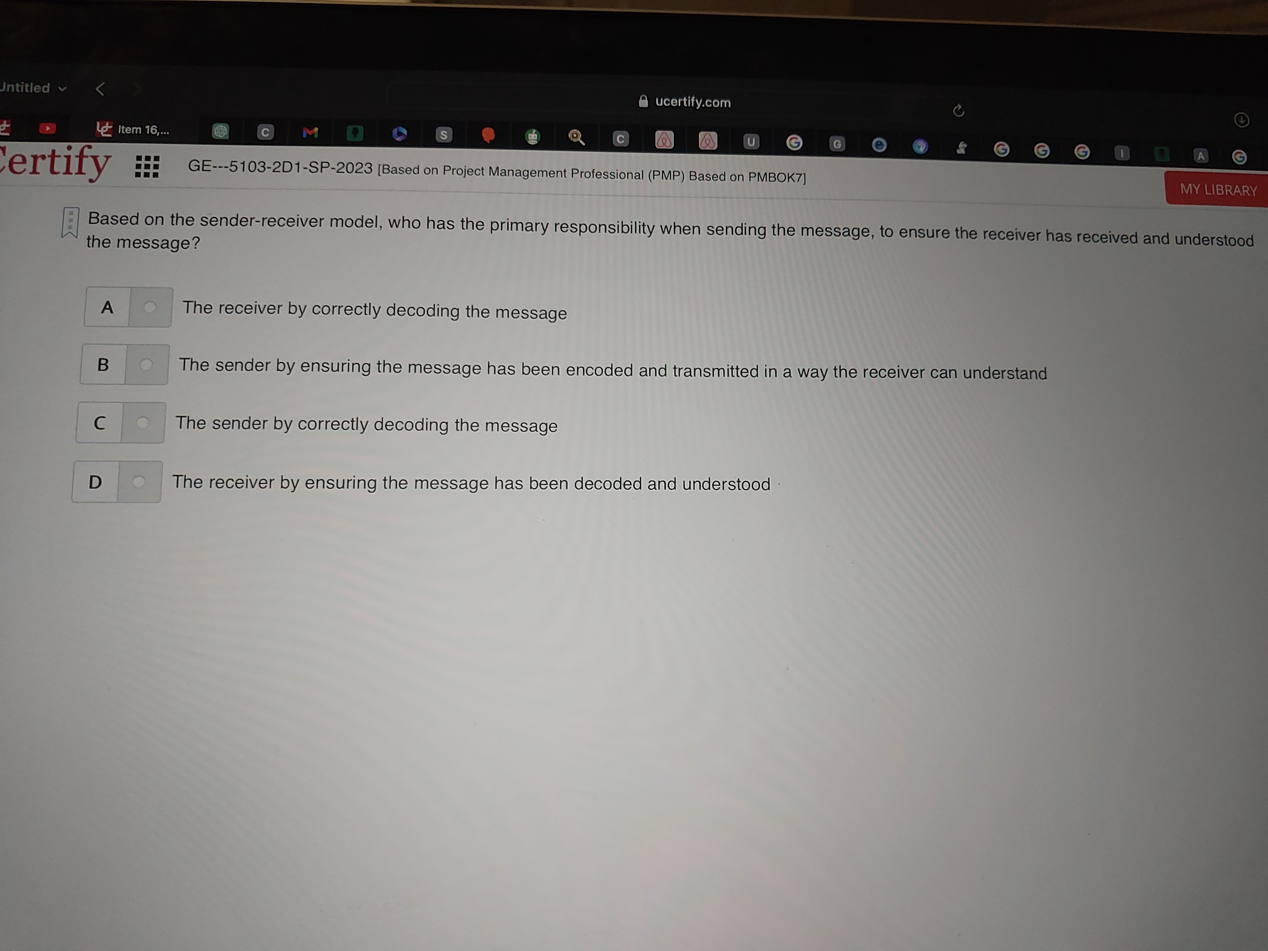  Based on the sender-receiver model, who has the primary responsibility when