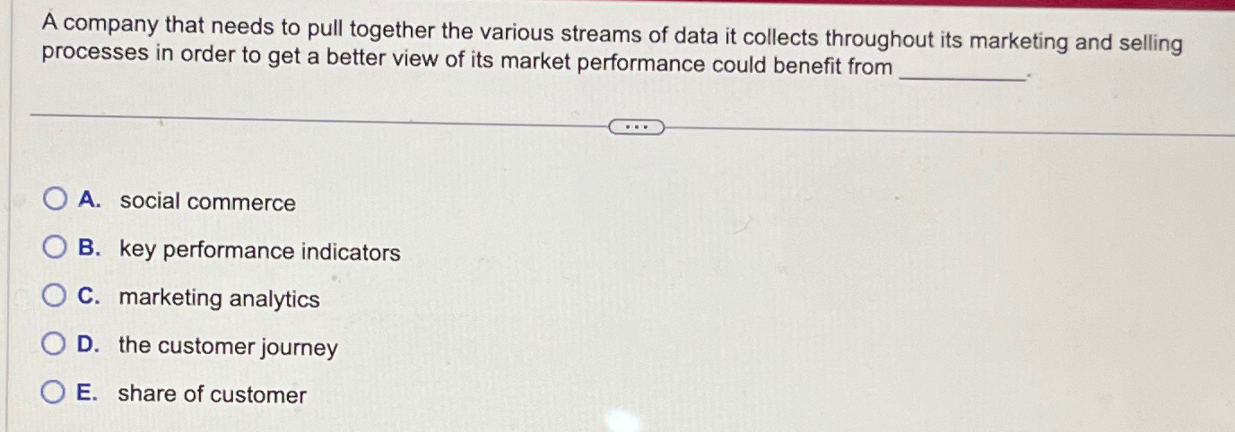  A company that needs to pull together the various streams of