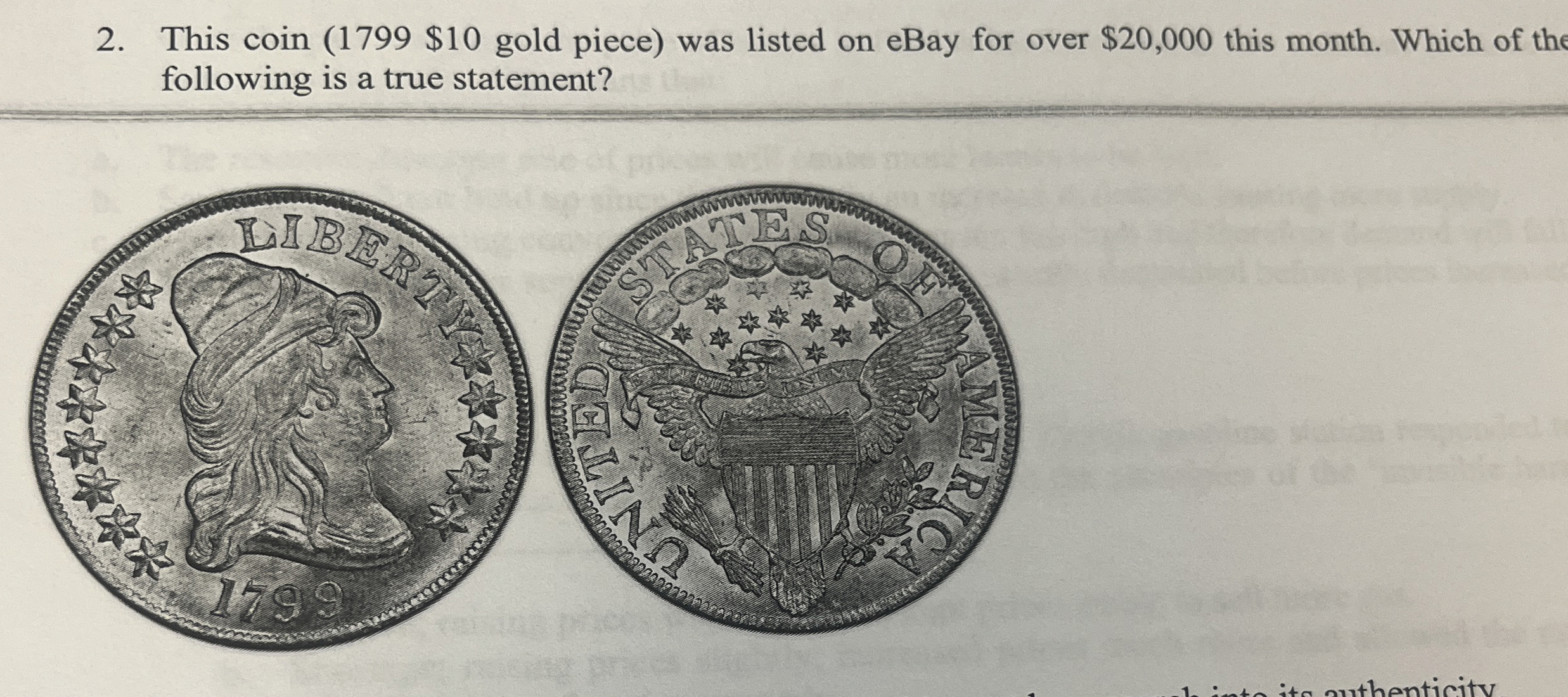  This coin (1799 $10 gold piece) was listed on eBay for