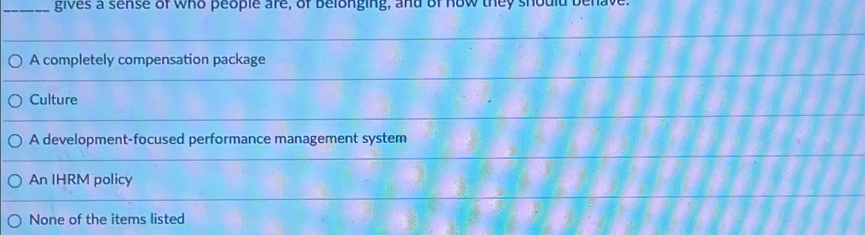  A completely compensation package Culture A development-focused performance management system An