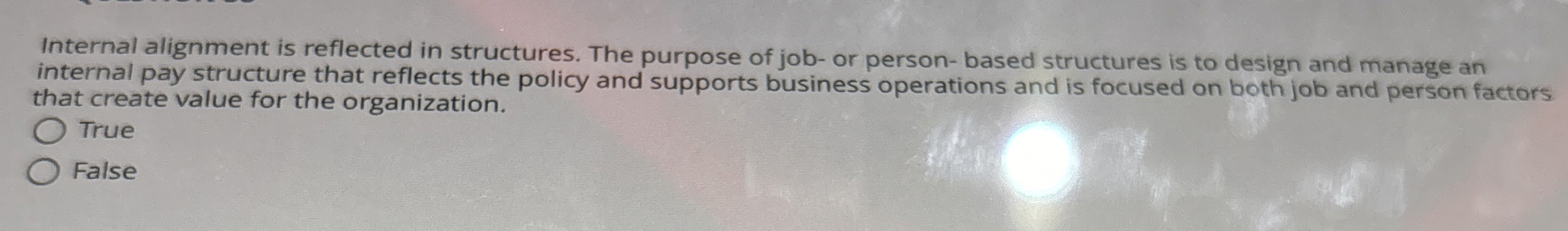  Internal alignment is reflected in structures. The purpose of job- or