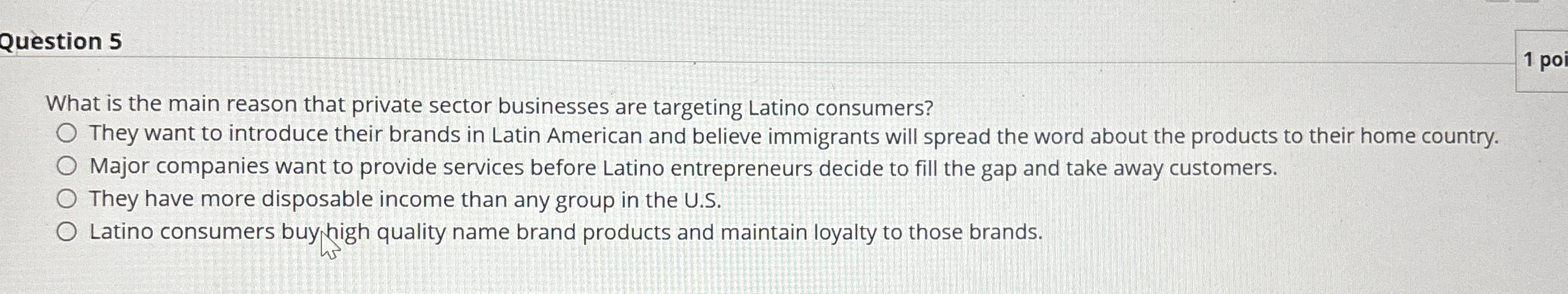  Question 5 What is the main reason that private sector businesses
